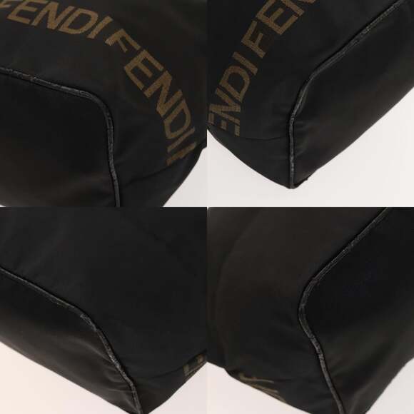 FENDI Shoulder Bag Nylon Black Gold - Picture 10 of 13